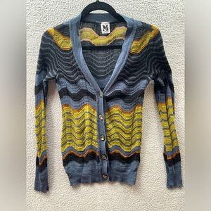 Missoni V-neck cardigan chevron signature stripe Vintage made in Italy Size 6 US